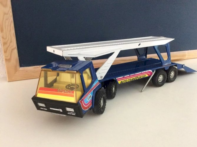 6⚜️ Ancien Camion Auto Transporter en Métal Bronco USA Vintage