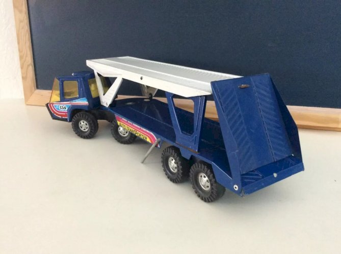 6⚜️ Ancien Camion Auto Transporter en Métal Bronco USA Vintage