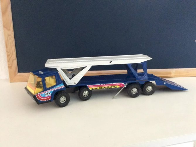 6⚜️ Ancien Camion Auto Transporter en Métal Bronco USA Vintage