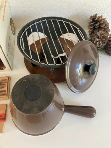 6⚜️ Ancien Service à Fondue Bourguignonne Le Creuset en Fonte Émaillée Vintage