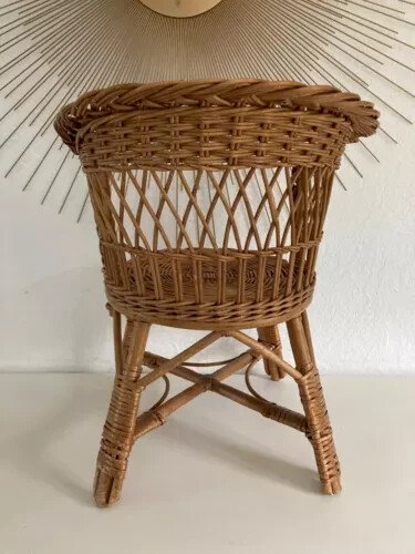 6⚜️ Ancienne Petite Chaise Enfant en Osier et Rotin Vintage