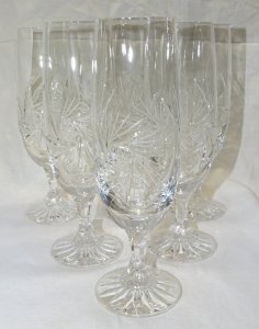 -6 ANCIENNES FLUTES A CHAMPAGNE EN CRISTAL de BOHEME VITRINE déco TABLE FETES  D
