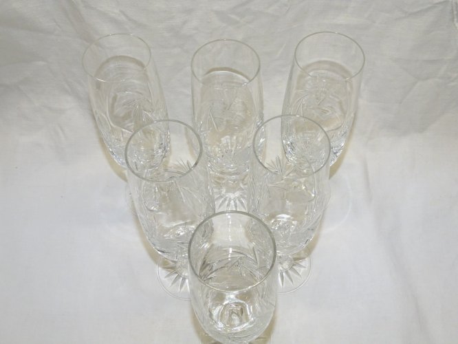-6 ANCIENNES FLUTES A CHAMPAGNE EN CRISTAL de BOHEME VITRINE déco TABLE FETES  D