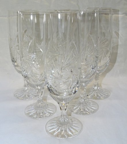 -6 ANCIENNES FLUTES A CHAMPAGNE EN CRISTAL de BOHEME VITRINE déco TABLE FETES  D