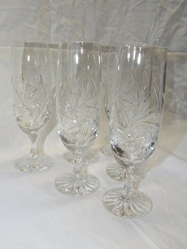 -6 ANCIENNES FLUTES A CHAMPAGNE EN CRISTAL de BOHEME VITRINE déco TABLE FETES  D