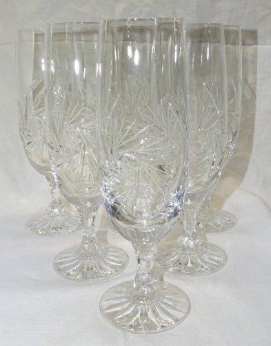 -6 ANCIENNES FLUTES A CHAMPAGNE EN CRISTAL de BOHEME VITRINE déco TABLE FETES  D