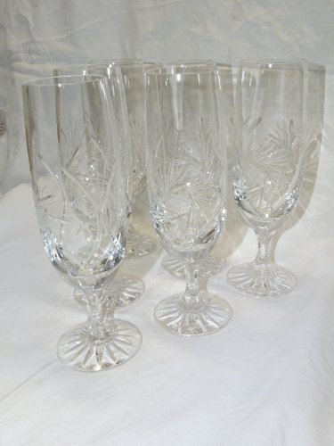 -6 ANCIENNES FLUTES A CHAMPAGNE EN CRISTAL de BOHEME VITRINE déco TABLE FETES  D