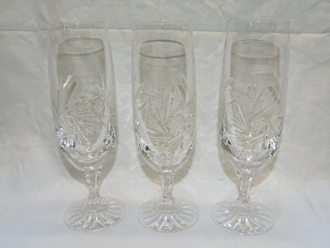 -6 ANCIENNES FLUTES A CHAMPAGNE EN CRISTAL de BOHEME VITRINE déco TABLE FETES  D