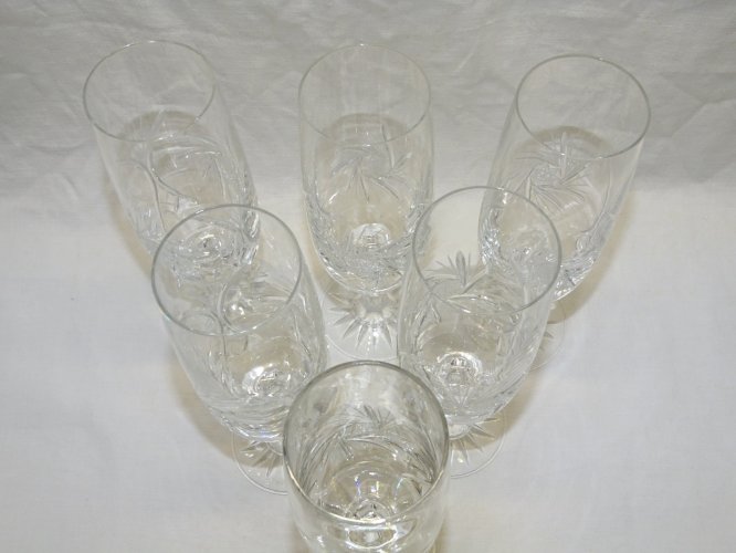 -6 ANCIENNES FLUTES A CHAMPAGNE EN CRISTAL de BOHEME VITRINE déco TABLE FETES  D