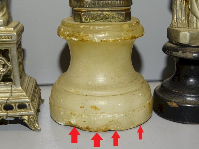 -6 ANCIENNES STATUES VIERGE MARIE 2 SUR SOCLE 1 BOIS NOIRCI 1 ALBATRE RELIGION D