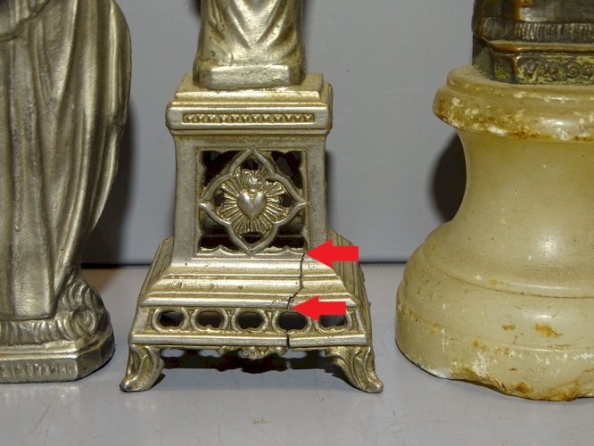 -6 ANCIENNES STATUES VIERGE MARIE 2 SUR SOCLE 1 BOIS NOIRCI 1 ALBATRE RELIGION D