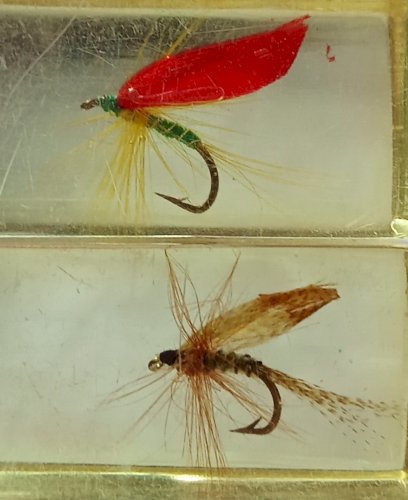 6 anciens porte Couteaux inclusion résine mouche de pêche old knife holder