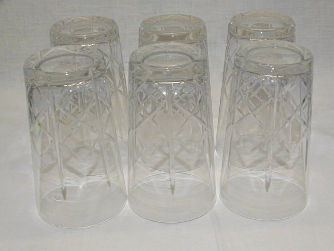 -6 ANCIENS VERRES A ORANGEADE en CRISTAL BAS Taillé DE CROIX et TRAITS DROITS  D