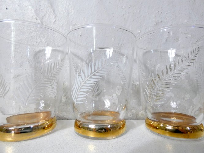 6 anciens verres en verre soufflé art déco années 50