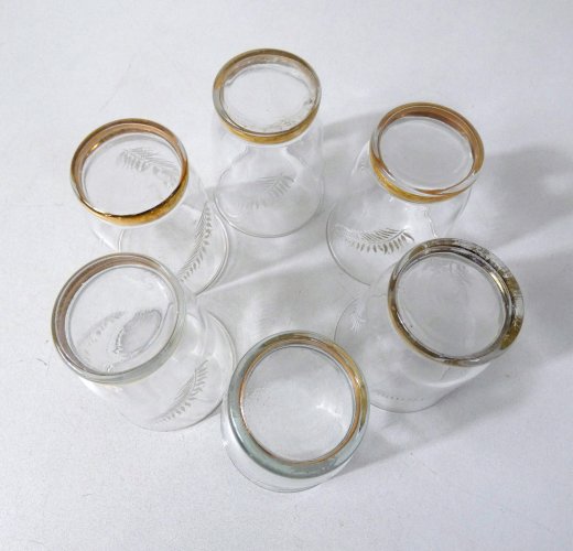 6 anciens verres en verre soufflé art déco années 50