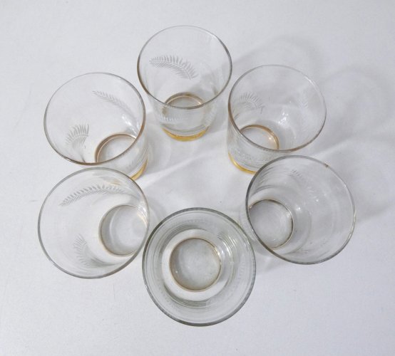 6 anciens verres en verre soufflé art déco années 50