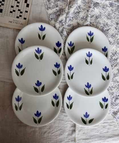 6 assiettes à desert antiques modèle Françoise – Sarreguemines Digoin
