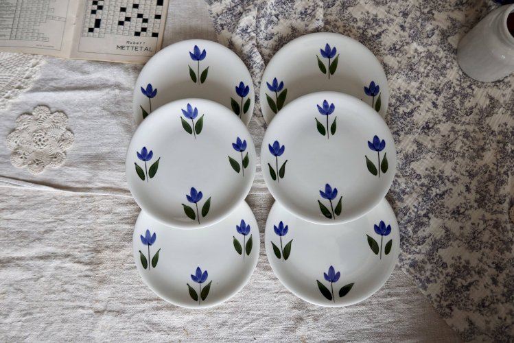 6 assiettes à desert antiques modèle Françoise – Sarreguemines Digoin