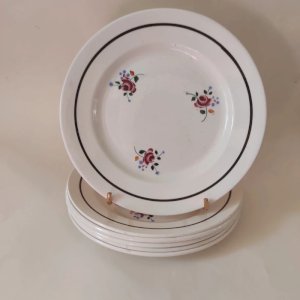 6 antique dessert plates in country style, Saint Amand l'Amandinoise, model Any