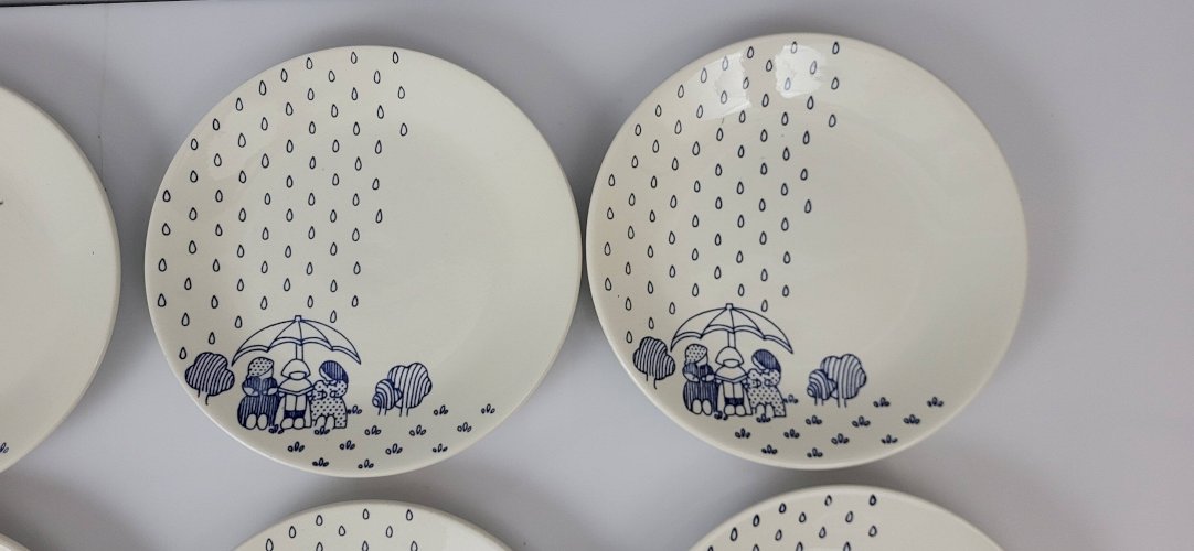 6 assiettes à dessert en faïence de Sarreguemines