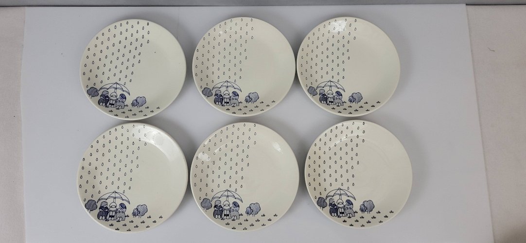 6 assiettes à dessert en faïence de Sarreguemines