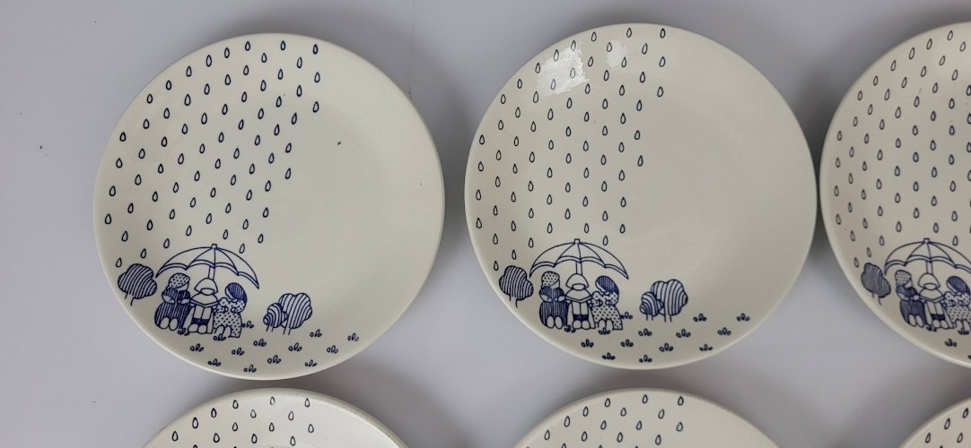 6 assiettes à dessert en faïence de Sarreguemines