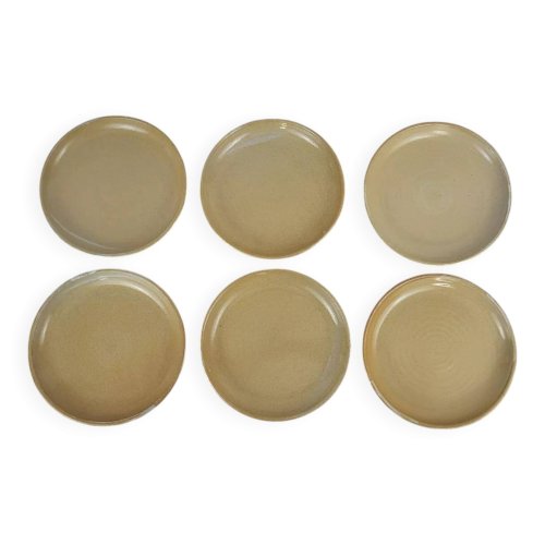 6 assiettes à dessert en grès Poterie Auger