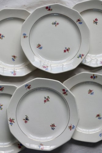 6 assiettes à dessert fleuries vintage faïence St Amand St Amandinoise