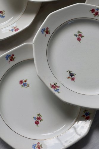 6 assiettes à dessert fleuries vintage faïence St Amand St Amandinoise