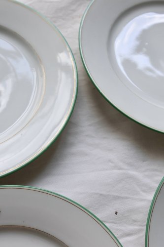 6 assiettes à dessert monogrammées porcelaine de Limoges