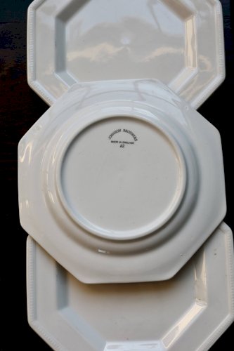 6 assiettes à dessert plates vintage octogonale perlées - Johnson Brothers