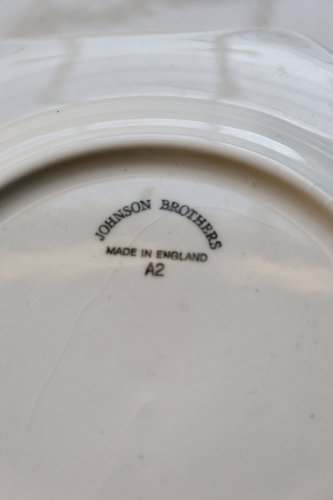 6 assiettes à dessert plates vintage octogonale perlées - Johnson Brothers