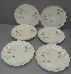 - 6 DESSERT PLATES LIMOGES PORCELAIN GIRAUD festive TABLE decor D