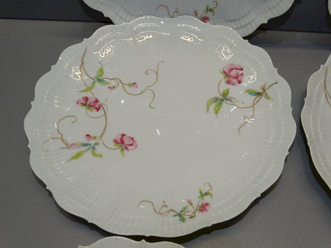 -6 ASSIETTES A DESSERT  PORCELAINE DE LIMOGES GIRAUD déco TABLE de FETES   D