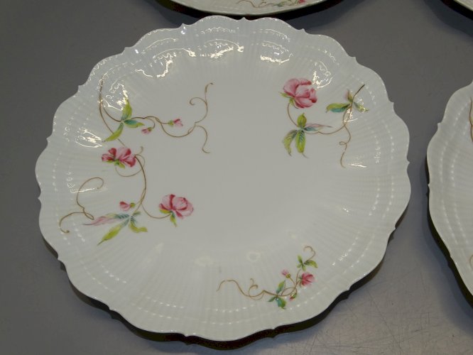 -6 ASSIETTES A DESSERT  PORCELAINE DE LIMOGES GIRAUD déco TABLE de FETES   D