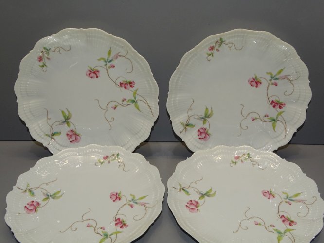 -6 ASSIETTES A DESSERT  PORCELAINE DE LIMOGES GIRAUD déco TABLE de FETES   D