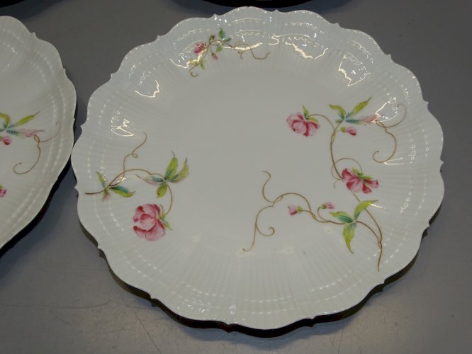 -6 ASSIETTES A DESSERT  PORCELAINE DE LIMOGES GIRAUD déco TABLE de FETES   D