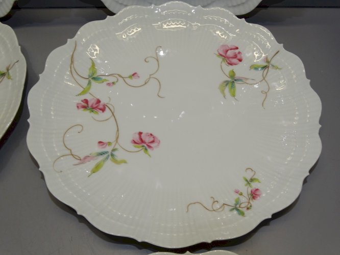 -6 ASSIETTES A DESSERT  PORCELAINE DE LIMOGES GIRAUD déco TABLE de FETES   D