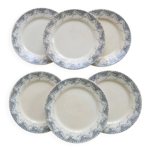 6 assiettes à dessert terre de fer Sarreguemines U&C modèle Luchon
