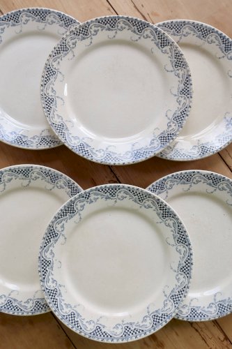 6 assiettes à dessert terre de fer Sarreguemines U&C modèle Luchon