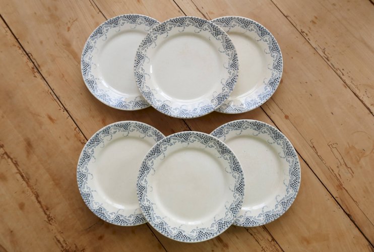 6 assiettes à dessert terre de fer Sarreguemines U&C modèle Luchon