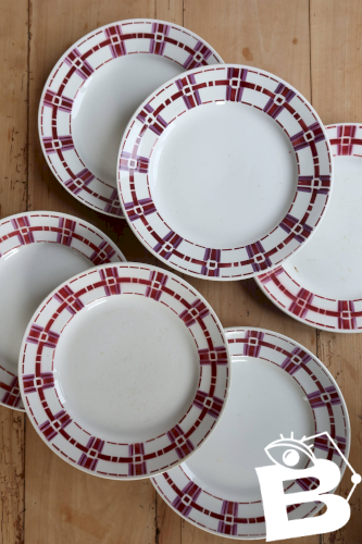 6 assiettes à dessert terre de fer vintage Moulins des Loups - Modèle Stuar