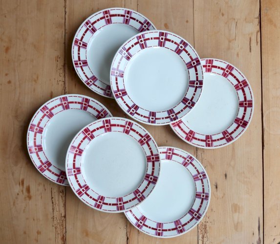 6 assiettes à dessert terre de fer vintage Moulins des Loups - Modèle Stuar