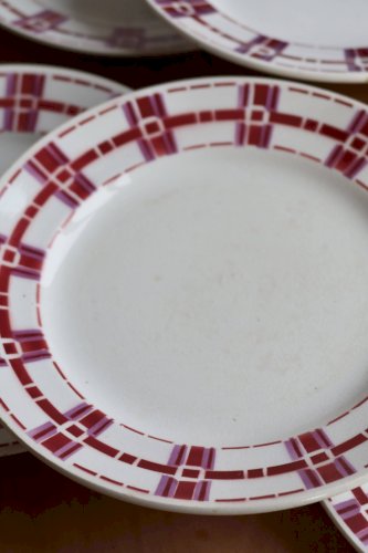 6 assiettes à dessert terre de fer vintage Moulins des Loups - Modèle Stuar