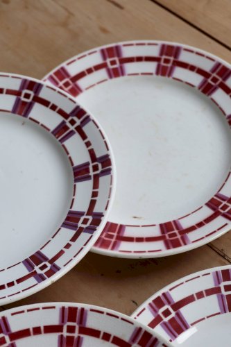 6 assiettes à dessert terre de fer vintage Moulins des Loups - Modèle Stuar