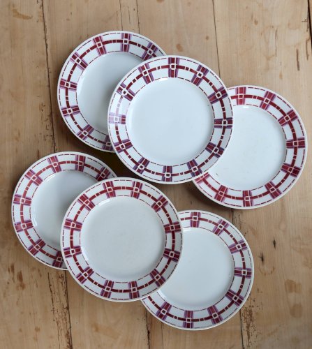 6 assiettes à dessert terre de fer vintage Moulins des Loups - Modèle Stuar