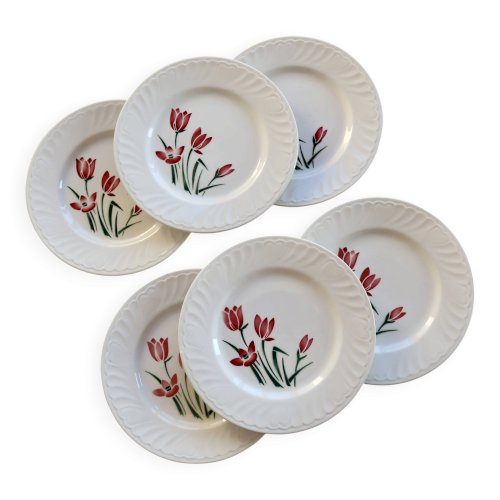6 assiettes à dessert vintage Badonviller modèle Crocus