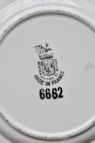 6 assiettes à dessert vintage carrées en faïence Saint Amandinoise