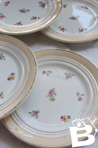 6 assiettes à dessert vintage  Céranord France « Cheverny » - Motif fleuri
