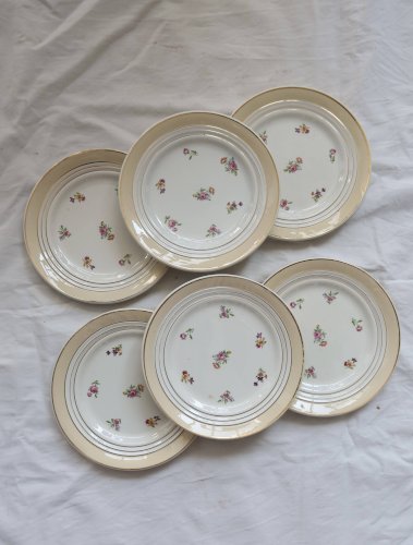 6 assiettes à dessert vintage  Céranord France « Cheverny » - Motif fleuri